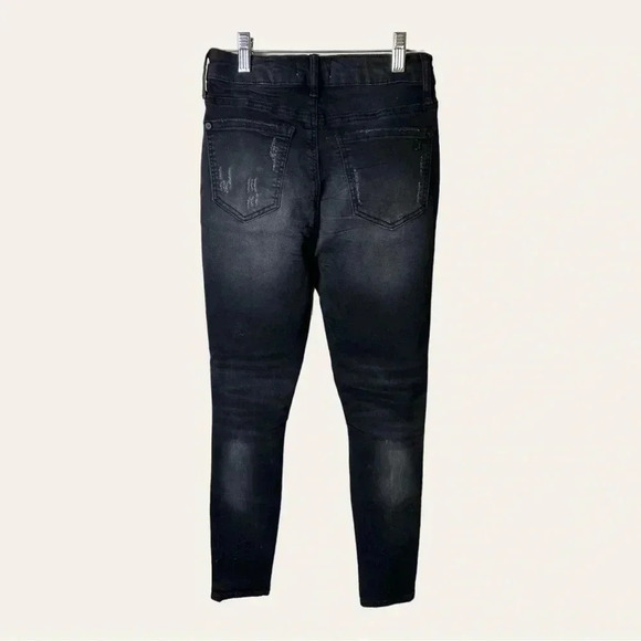 0805. SPECIAL A BLACK DENIM JEANS FACTORY DISTRESSED SIZE 3 - Picture 7 of 10